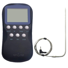 Термометр с таймером, щупом и сигнализацией (7 кнопок, большой дисплей)